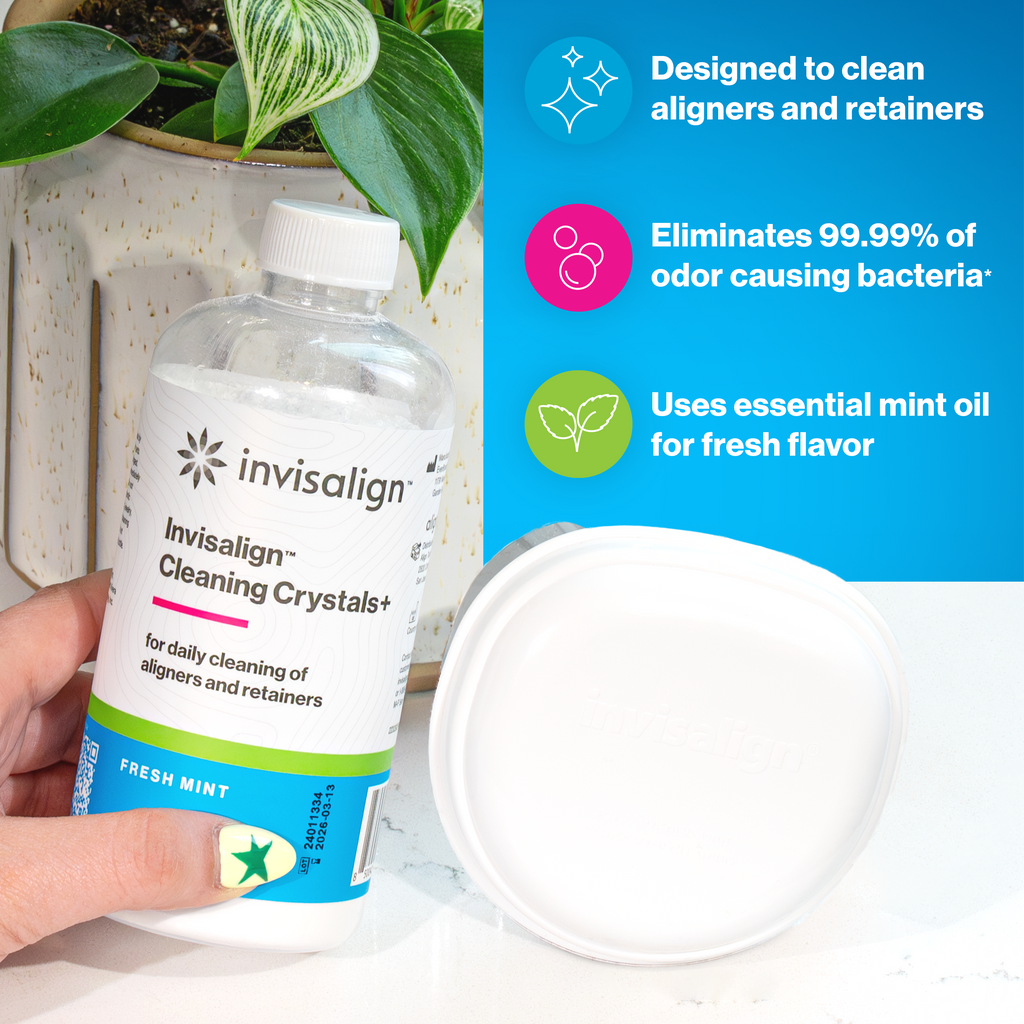 Benefits of Invisalign Cleaning Crystals+ with 300g bottle and cleaning tub