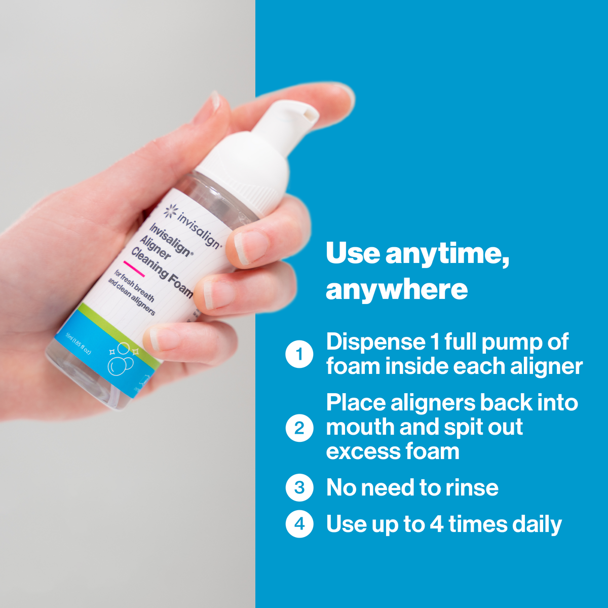 Invisalign™ Aligner Cleaning Foam 55ml easy to use instructions